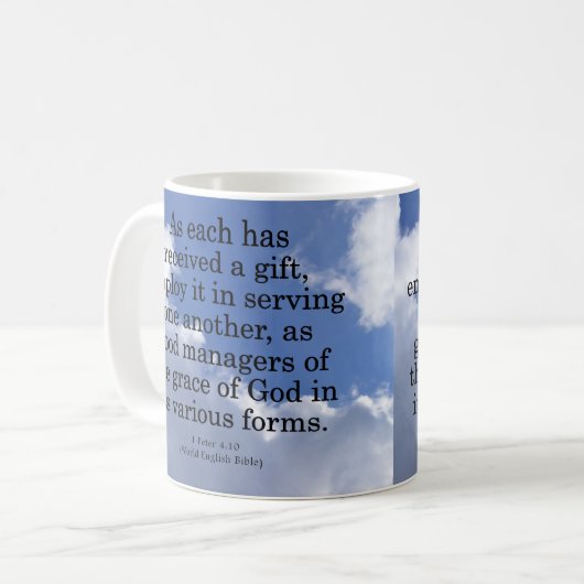 神1のピーターの4:10からのギフトを使用して コーヒーマグカップ (正面左)