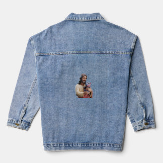 神_イエスとモー調和タン芸術的のトウ デニムジャケット