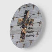神、家族、狩り十字架 ラージ壁時計 (傾斜)