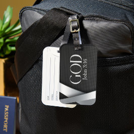 神 | John 3:16 With Metallic はっきりした Background ラゲッジタグ