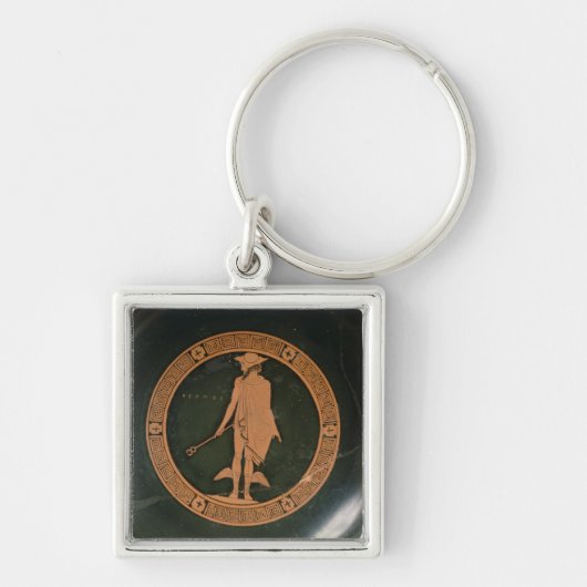 神Hermesを描写するギリシャの赤姿のコップ キーホルダー (正面)