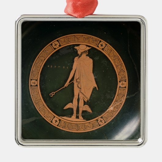 神Hermesを描写するギリシャの赤姿のコップ メタルオーナメント (正面)