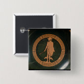 神Hermesを描写するギリシャの赤姿のコップ 缶バッジ (正面&裏面)