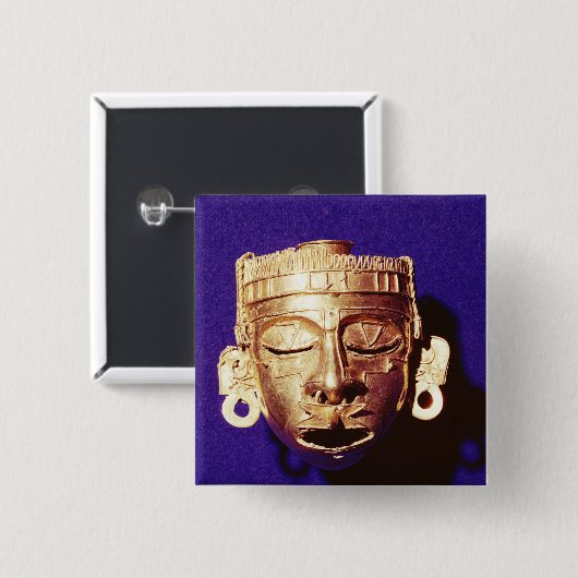 神Xipe Totecのマスク 缶バッジ (正面&裏面)