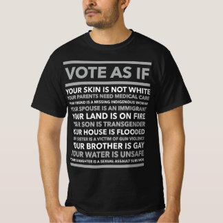 票としてもし、あなたの肌は白ではなく、青に投票 Tシャツ