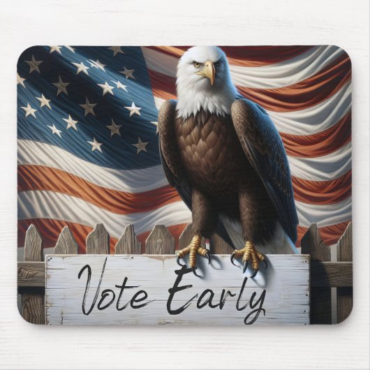 票の付いたハゲのワシ マウスパッド (正面)