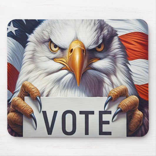 票の付いたハゲのワシ マウスパッド (正面)