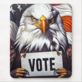 票の付いたハゲのワシ マウスパッド (正面)