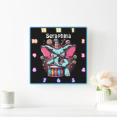 祭りでゾウが太鼓を打つ スクエア壁時計 (ホーム)