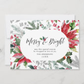 祭りのようなクリスマスのイメージを演出する、ポインセチアとクリスマスミストルートの写真 シーズンカード (正面)