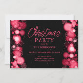 祭りのようなホリデーシーズンのクリスマスの赤い雪のライトが輝く 招待状 (正面)