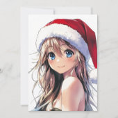 祭りのアニメ少女サンタ帽に明るい青い目 シーズンカード (正面)