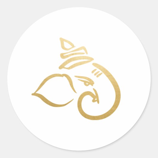 祭りのガネーシャ | インドの神 | 偽の金 ラウンドシール (正面)