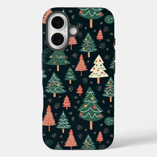 祭りのグリーンとコーラルクリスマスツリーパターン Case-Mate iPhoneケース (裏面)