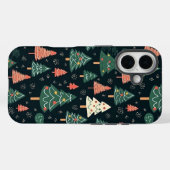 祭りのグリーンとコーラルクリスマスツリーパターン Case-Mate iPhoneケース (裏面 (横))