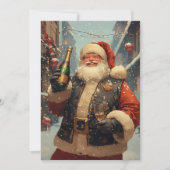 祭りのサンタがシャンパンで祝う カード (正面)