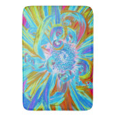 祭りのチャルトリューズとブルーのダリアの花の花弁 バスマット (正面縦)