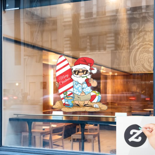 祭りのビーチハウスまたはビジネスサンタ ウィンドウサイン (カフェ窓)