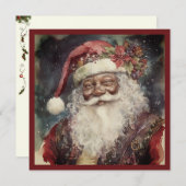 祭りのブラックサンタロココ＆ポインセチアアクセント シーズンカード (正面/裏面)