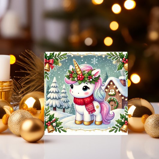 祭りの冬の別荘にいるユニコーン シーズンカード