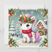 祭りの冬の別荘にいるユニコーン シーズンカード (正面)
