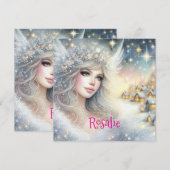祭りの白い水彩の儚い霜の雪の天使 シーズンカード (正面/裏面)