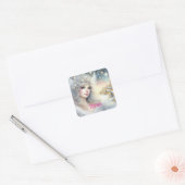 祭りの白い水彩画のような儚い雪の天使 スクエアシール (封筒)