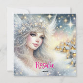 祭りの白い水彩画のような儚い霜の雪の天使 シーズンカード (裏面)