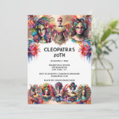 祭りの華やかな女性花火師サーカスカーニバル 招待状 (スタンド正面)