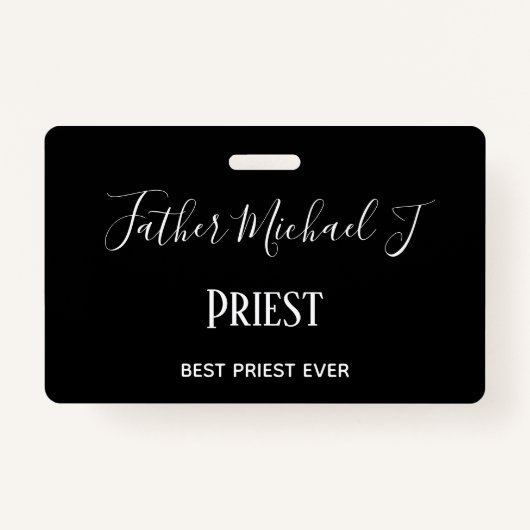 祭司ギフト – パーソナライズされたクラシック白黒 バッジ (正面)