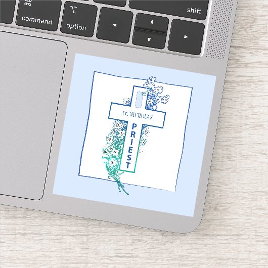 祭司十字パーソナライズされた花 シール (詳細)