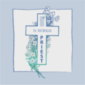 祭司十字パーソナライズされた花 シール (正面)