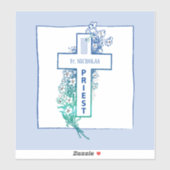 祭司十字パーソナライズされた花 シール (シート)