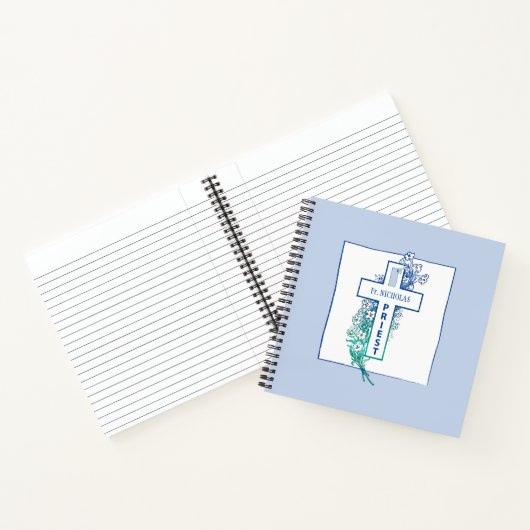 祭司十字パーソナライズされた花 ノートブック (内部)