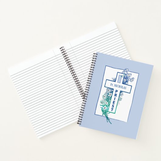 祭司十字パーソナライズされた花 ノートブック (内部)