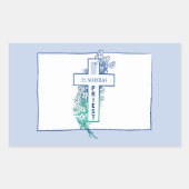 祭司十字パーソナライズされた花 長方形シール (正面)