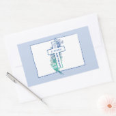 祭司十字パーソナライズされた花 長方形シール (封筒)