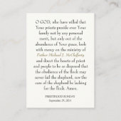 祭司日曜日パーソナライズされた祈りの言葉カード プレイスカード (裏面)