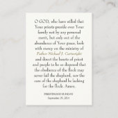 祭司日曜日パーソナライズされた祈りの言葉カード プレイスカード (裏面)