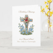 祭司誕生日恵みお祝いヴァージンメアリー カード (黄色い花)