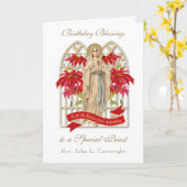 祭司誕生日恵みお祝いヴァージンメアリー カード (黄色い花)