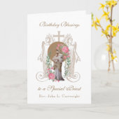 祭司誕生日恵みお祝いヴァージンメアリー カード (黄色い花)