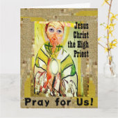 祭司長イエス・キリストがグリーティングカードを折った カード (黄色い花)