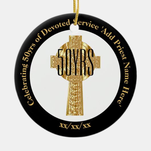 祭司黄金ジュビリー50周年記念日 セラミックオーナメント (正面)