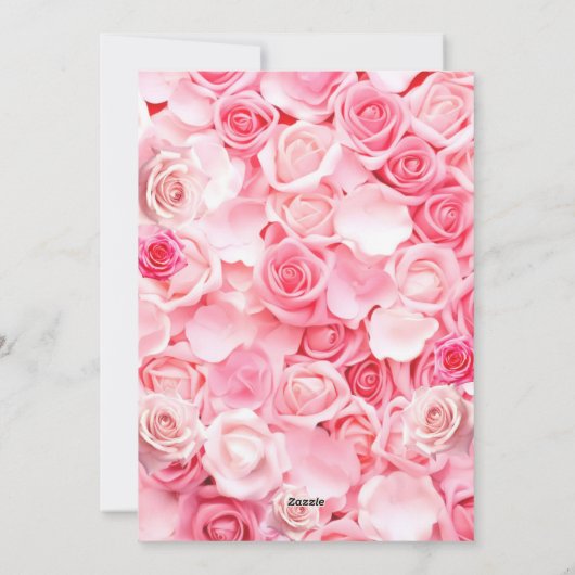 祭壇に向かう赤いローズブライダルシャワーの招待状 シーズンカード (裏面)