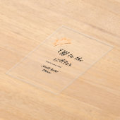 祭壇のオレンジ色の帽子のブライダルシャワー名にオフ アクリル招待状 (レイダウン)