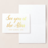 祭壇の花嫁の新郎の結婚式の手紙で会って下さい 箔カード (ディスプレー)
