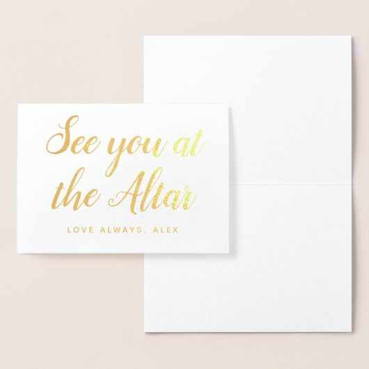 祭壇の花嫁の新郎の結婚式の手紙で会って下さい 箔カード (ディスプレー)