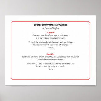祭壇サーバー用の祈りの言葉の表示(Cassock) ポスター