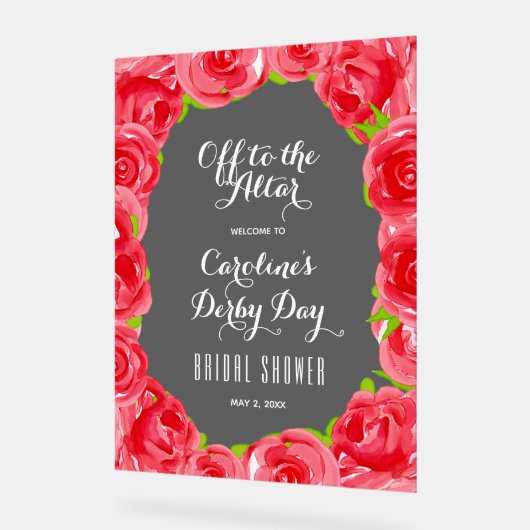 祭壇ダービーブライダルシャワーへようこそ アクリルサイン (傾斜)